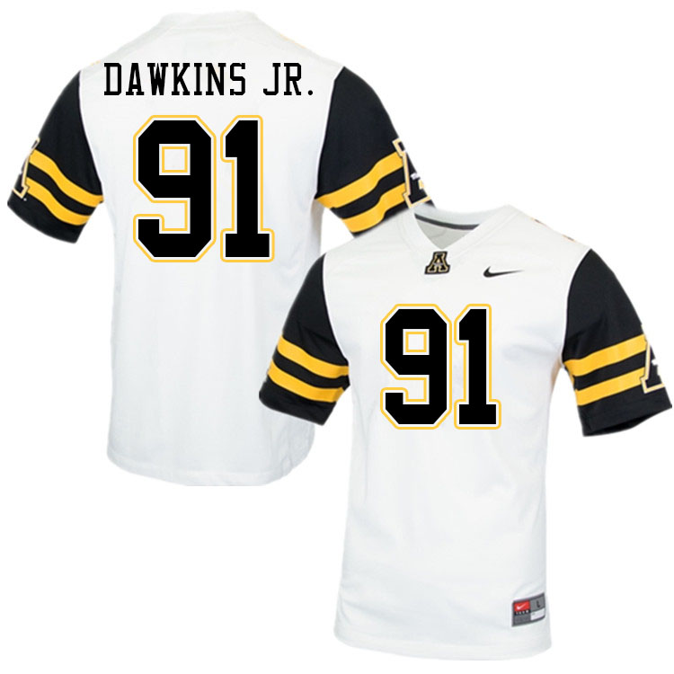 Men #91 Tommy Dawkins Jr. Appalachian State Mountaineers College Football Jerseys Sale-White